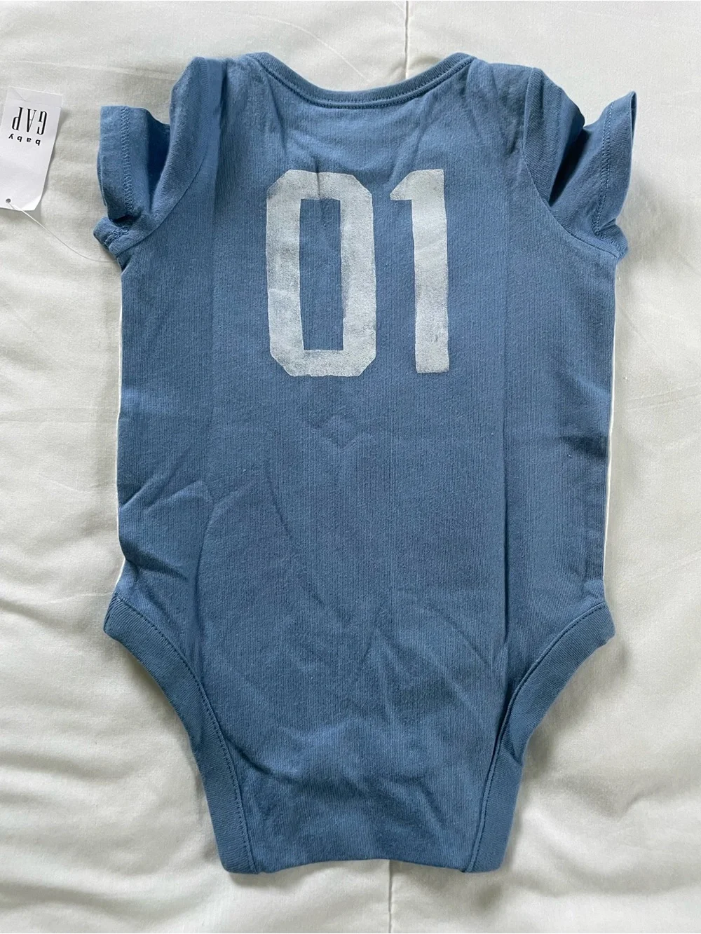 Baby GAP Blue & White 'Newest Fan' Teddy Soccer One-Piece